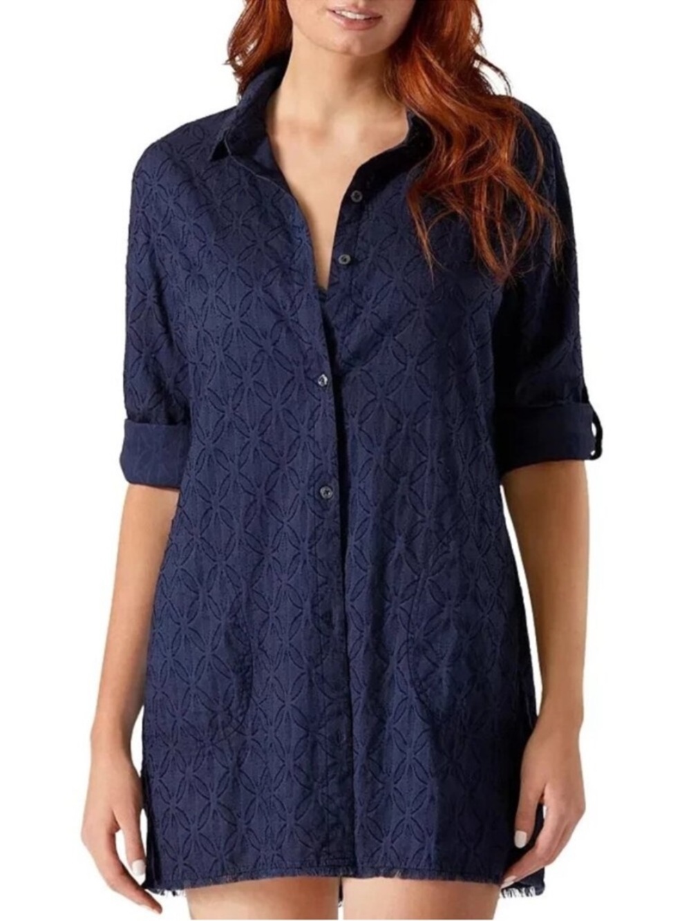 Tommy Bahama Navy Textured Long Sleeve Button-Down